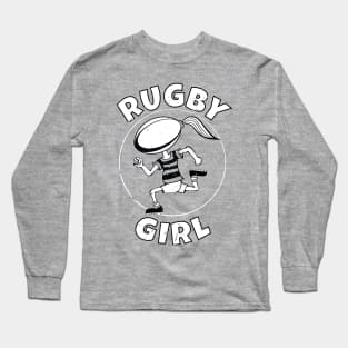 Rugby Girl Cartoon Long Sleeve T-Shirt